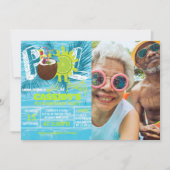 サマープールパーティー誕生日ココナッツ写真 招待状 (正面)