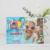 サマープールパーティー誕生日フォト 招待状 (スタンド正面)