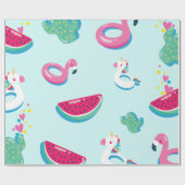 サマープールパーティー誕生日ラッピング紙 ラッピングペーパー (フラット)