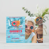 サマープールパーティー誕生日写真 招待状 (スタンド正面)