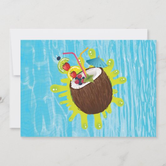 サマープールパーティー誕生日写真 招待状 (裏面)