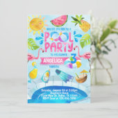 サマープールパーティー誕生日招待状招待状 招待状 (スタンド正面)