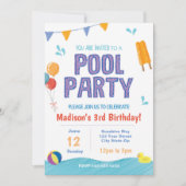 サマープールパーティー誕生日招待状 招待状 (正面)