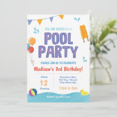サマープールパーティー誕生日招待状 招待状 (スタンド正面)