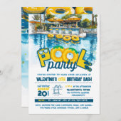 サマープールパーティー誕生日招待状 招待状 (正面/裏面)