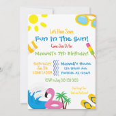 サマープールパーティー誕生日招待状 招待状 (正面)