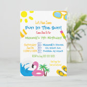 サマープールパーティー誕生日招待状 招待状 (スタンド正面)