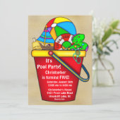 サマープールパーティー誕生日招待状 招待状 (スタンド正面)