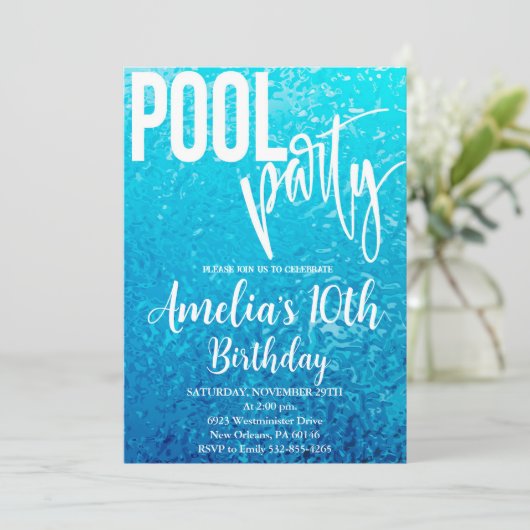 サマープールパーティー誕生日、スイミングパーティー 招待状 (スタンド正面)