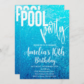 サマープールパーティー誕生日、スイミングパーティー 招待状 (正面/裏面)