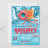 サマープールパーティー誕生日 招待状 (正面)