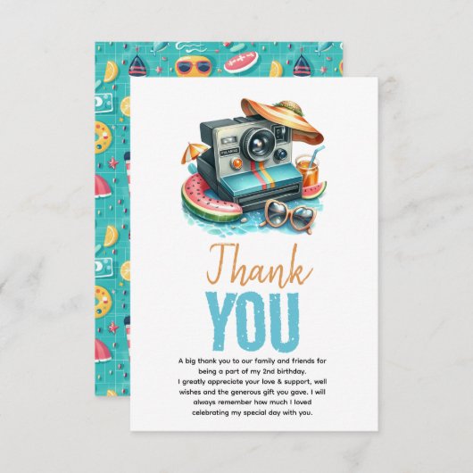 サマープールパーティー2nd birthday サンキューカード (正面/裏面)