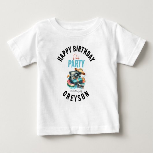 サマープールパーティー2nd birthday ベビーTシャツ (正面)