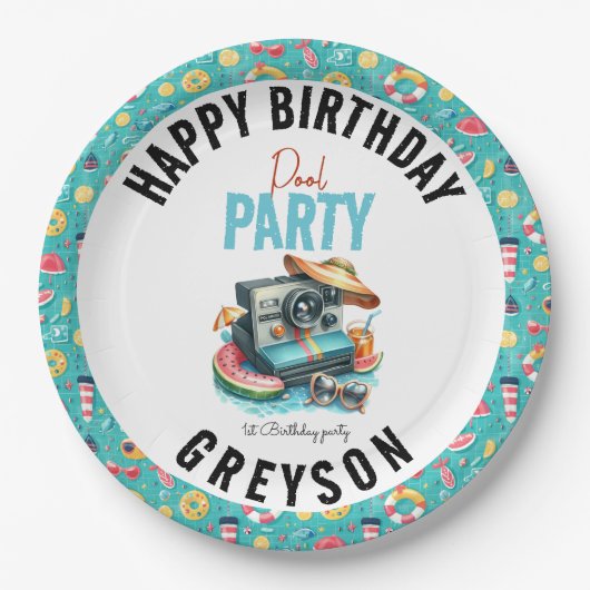 サマープールパーティー2nd birthday ペーパープレート (正面)