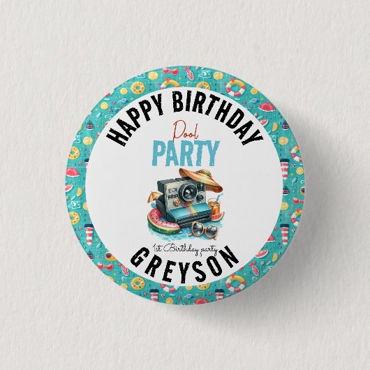サマープールパーティー2nd birthday 缶バッジ (正面)
