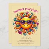 サマープールパーティー – サニースマイル 招待状 (正面/裏面)