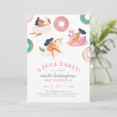 サマープールパーティー|フラミンゴ&ユニコーン誕生日 招待状 (スタンド正面)