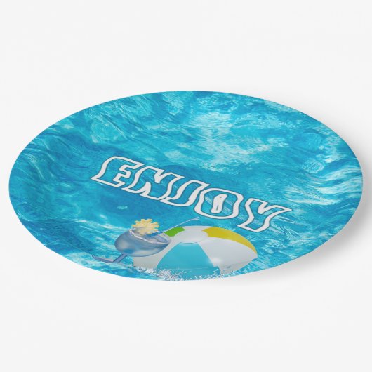 サマープールパーティー ペーパープレート (アングル)