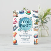 サマープールパーティー 大人の誕生日 招待状 (スタンド正面)