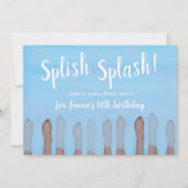 サマープールパーティー 水の誕生日 招待状 (正面)