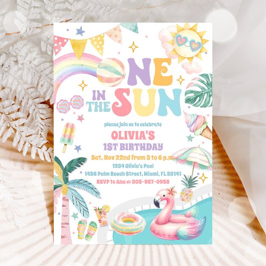 サマープールパーティー 1歳の誕生日招待状 招待状