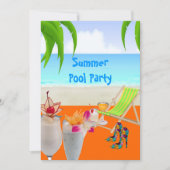 サマープールビーチパーティーカクテルトロピカルビーチ 招待状 (正面)