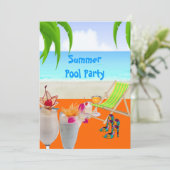 サマープールビーチパーティーカクテルトロピカルビーチ 招待状 (スタンド正面)