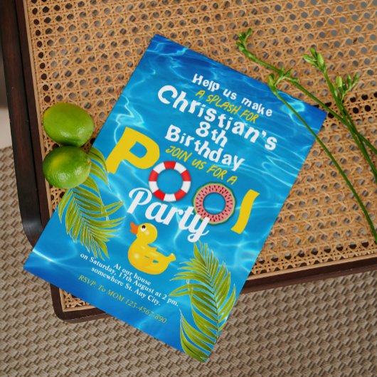 サマープール子供の誕生日パーティの招待状 招待状