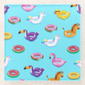 サマープール浮動パターン ガラスコースター (正面)