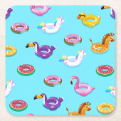 サマープール浮動パターン スクエアペーパーコースター (正面)