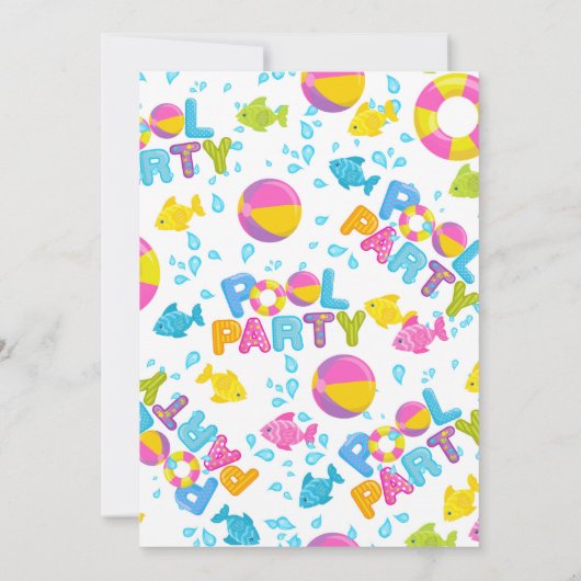 サマープール誕生日パーティーへの招待 招待状 (裏面)