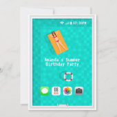 サマープール誕生日パーティーへの招待 招待状 (正面)
