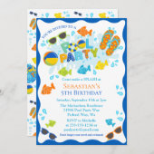 サマープール誕生日パーティー 招待状 (正面/裏面)