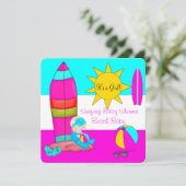 サマーベビーシャワーガールビーチベビーサーフィンベビー4 招待状 (スタンド正面)