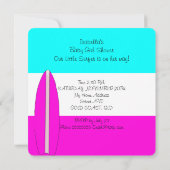 サマーベビーシャワーガールビーチベビーサーフィンベビー4 招待状 (裏面)