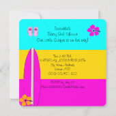 サマーベビーシャワーガールビーチベビーサーフィンベビー5 招待状 (裏面)