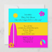 サマーベビーシャワーガールビーチベビーサーフィン民族 招待状 (裏面)