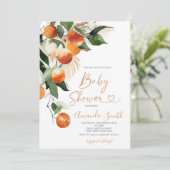 サマーベビーシャワーシトラスオレンジベビーイン開花 招待状 (スタンド正面)