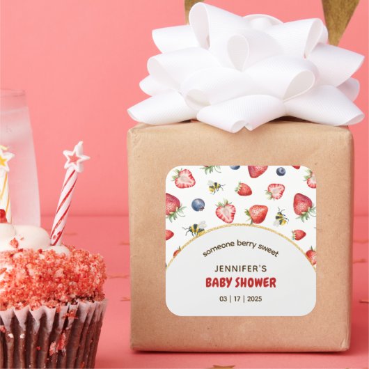 サマーベリースイートウォーターカラーベビーシャワー スクエアシール (パーティー)