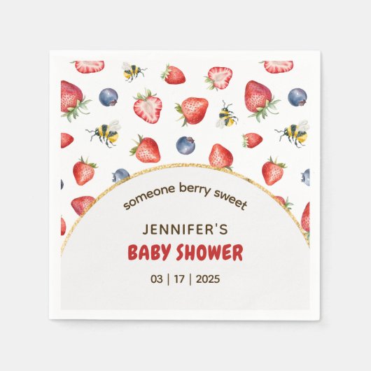 サマーベリースイートウォーターカラーベビーシャワー スタンダードカクテルナプキン (正面)