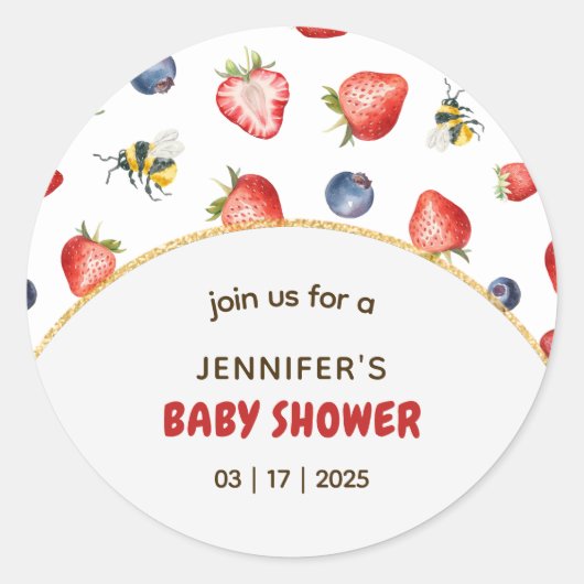 サマーベリースイートウォーターカラーベビーシャワー ラウンドシール (正面)