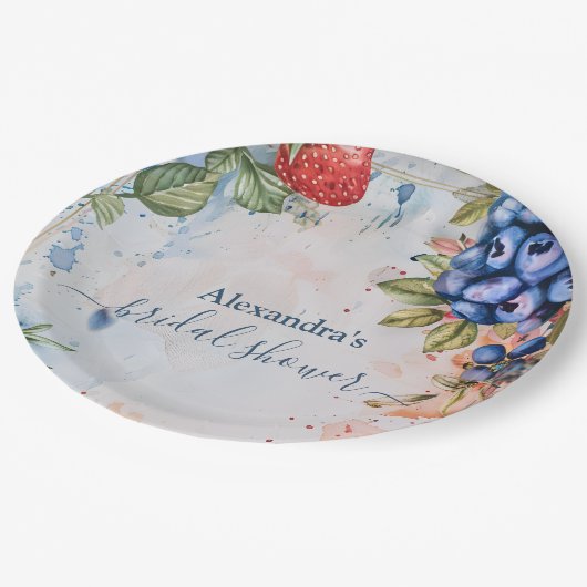 サマーベリースイートストロベリーブライダルシャワー ペーパープレート (アングル)