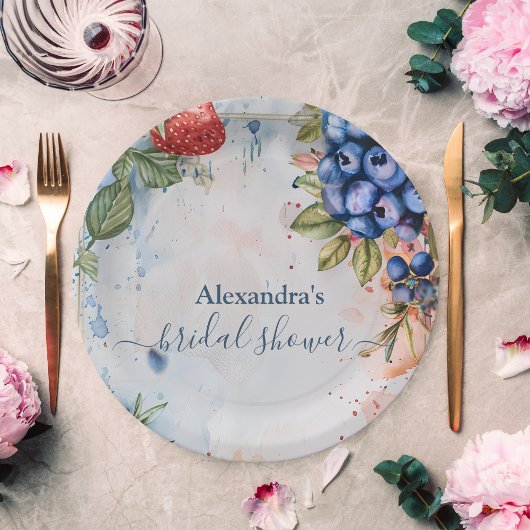 サマーベリースイートストロベリーブライダルシャワー ペーパープレート