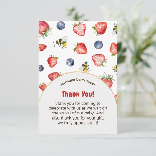 サマーベリースイートベビーシャワー水彩 サンキューカード (スタンド正面)