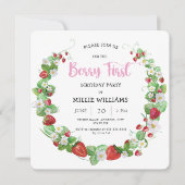 サマーベリーファーストストロベリーバースデーパーティー 招待状 (正面)