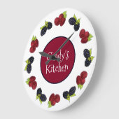 サマーベリーラズベリーブラックベリーフルーツ ラージ壁時計 (傾斜)