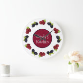 サマーベリーラズベリーブラックベリーフルーツ ラージ壁時計 (ホーム)