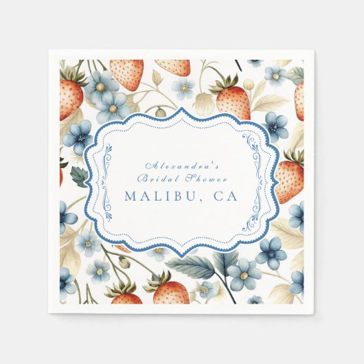サマーベリーラブブライダルシャワー スタンダードカクテルナプキン (正面)