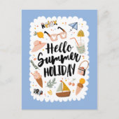 サマーホリデイ引用文カラフルカワイイイラストレーション ポストカード (正面)
