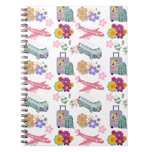 サマーホリデートラベルバケーションデザインスパイラルノートブ ノートブック (正面)